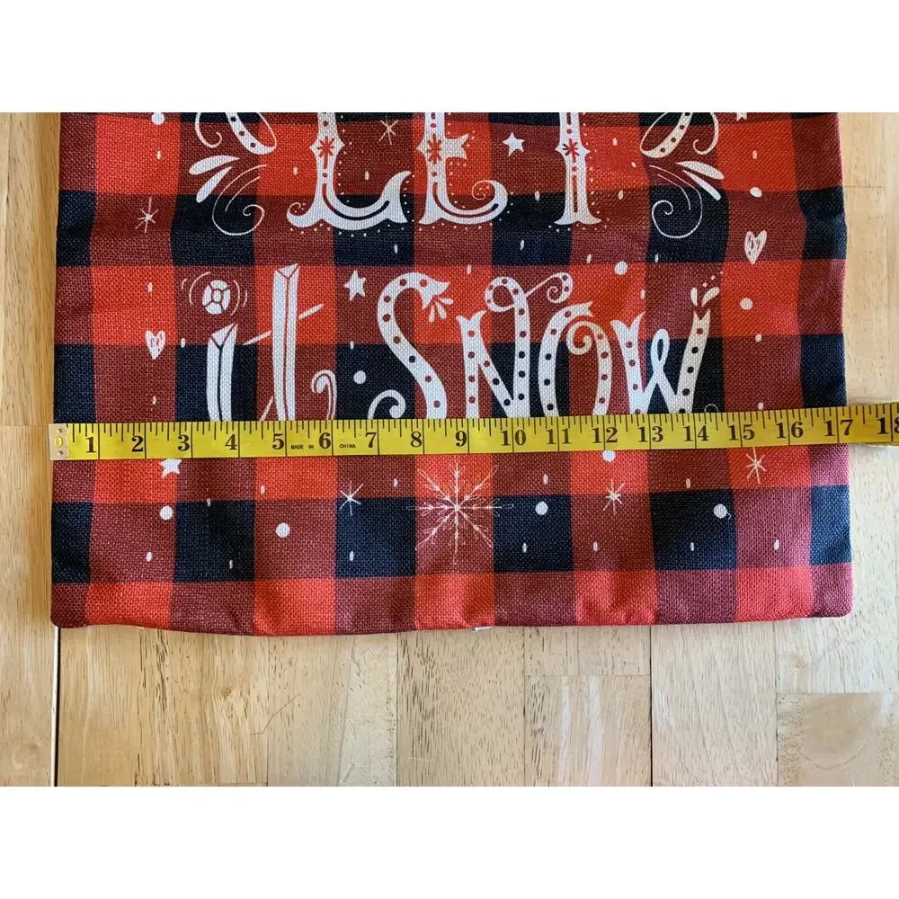 Let It Snow Red Black Throw‎ Pillow Cover NEW